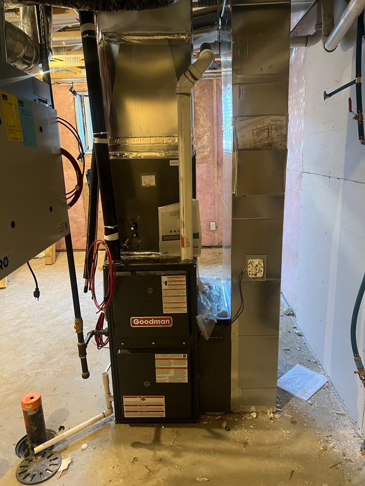 High-efficiency furnace installed by Waheguru Plumbing in a Calgary basement